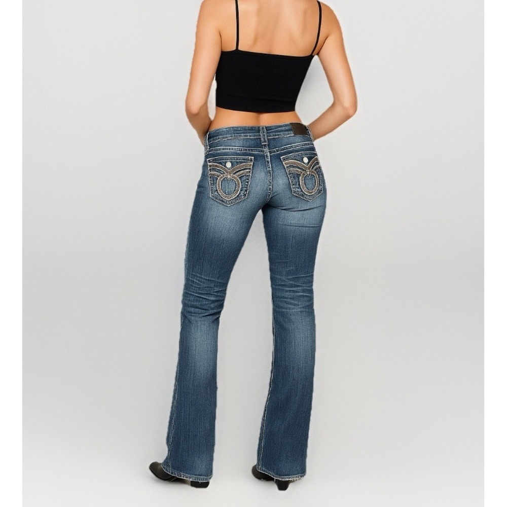 Big Star Liv Womens Low Rise Wide Leg Western Denim Jeans 28R 28x31